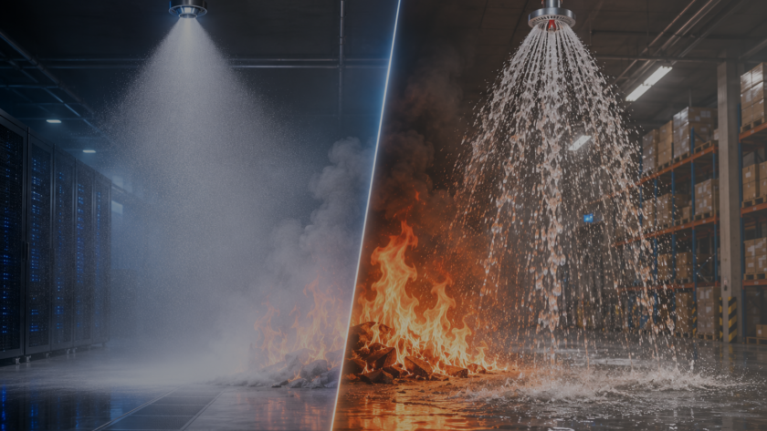water mist fire suppression system vs traditional sprinklers